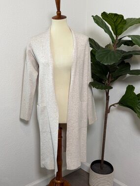 Aritzia Light Beige Open-Front Long Cardigan
